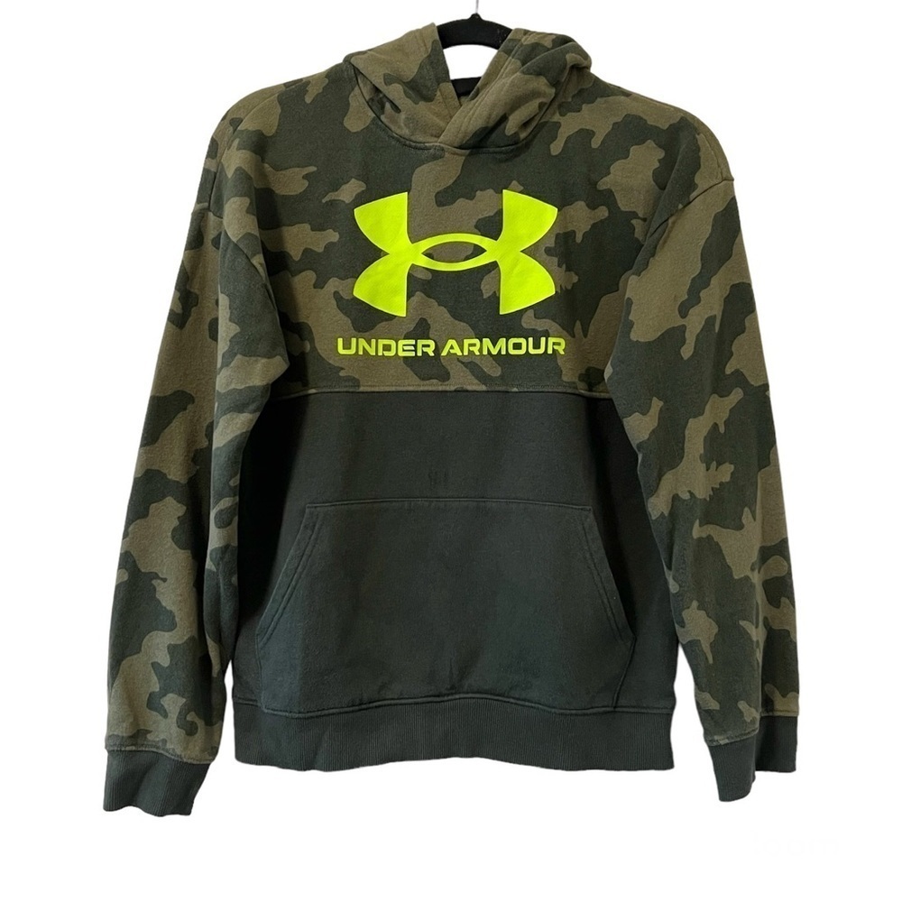 Under Armour Green Camouflage Hoodie With Lime Green Logo